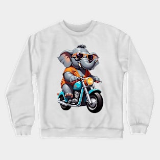 Motorbike Riding Elephant Crewneck Sweatshirt